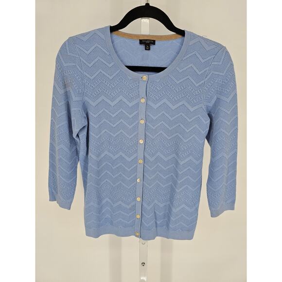 Talbots Sweaters - Talbots Womens Sz SP Petite Button Up Cardigan Sweater Light Purple Chevron Knit